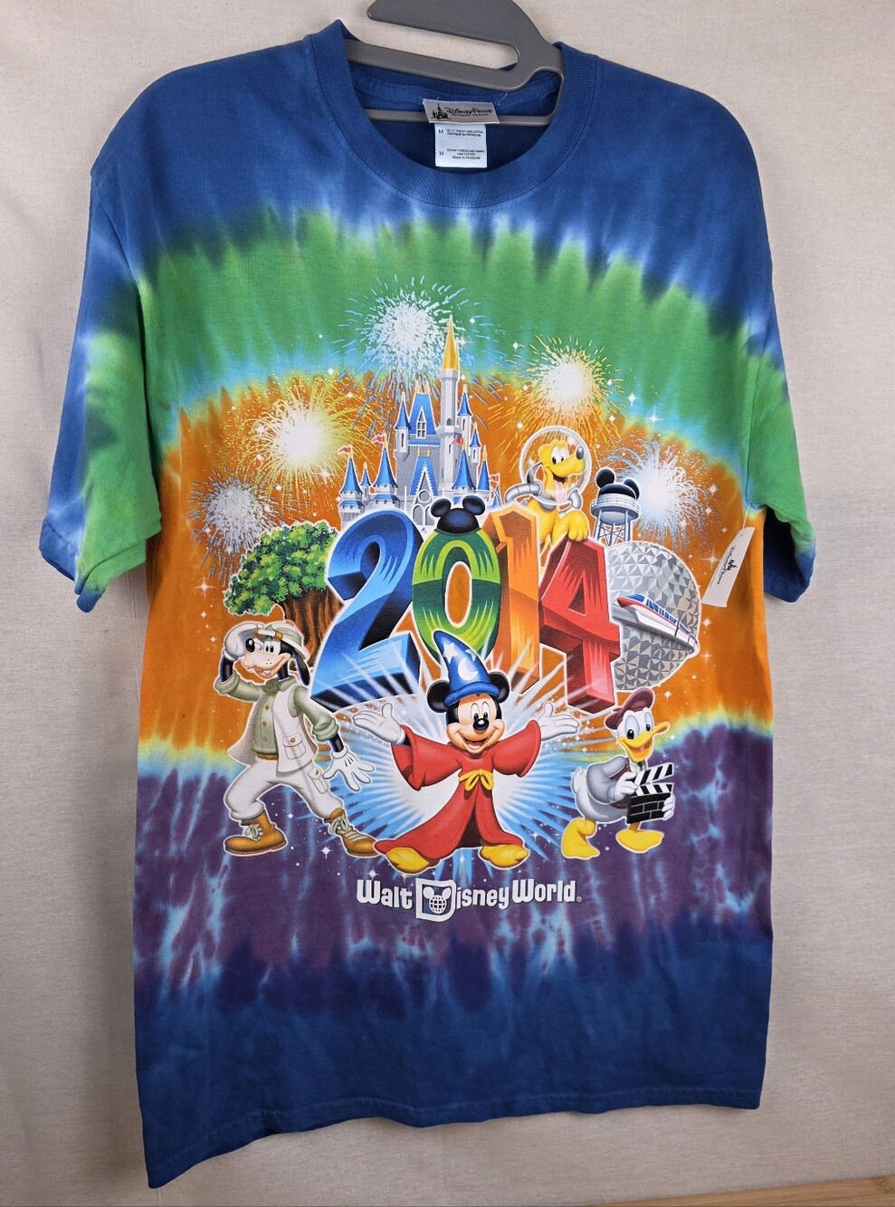 Disney 2014 Kids Tie-Dye T-Shirt - Blue/Green/Orange NWT
